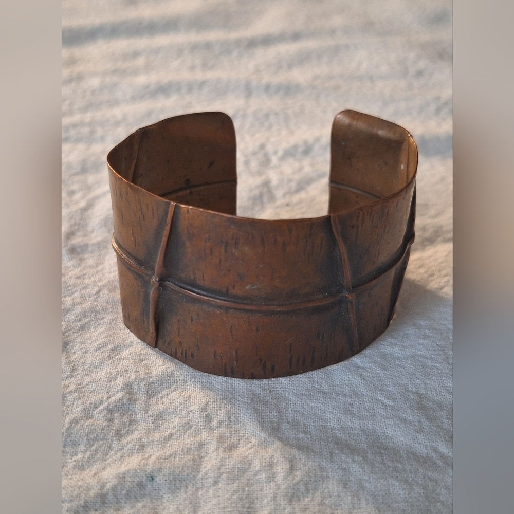 Oxidated Copper Statement Cuff Bracelet - image 1